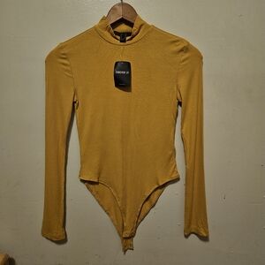 Forever 21 Mustard Long Sleeve Bodysuit